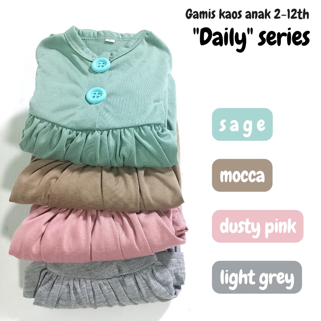 GAMIS KAOS HARIAN POLOS ANAK 1-5TH (DAILY SERIES)