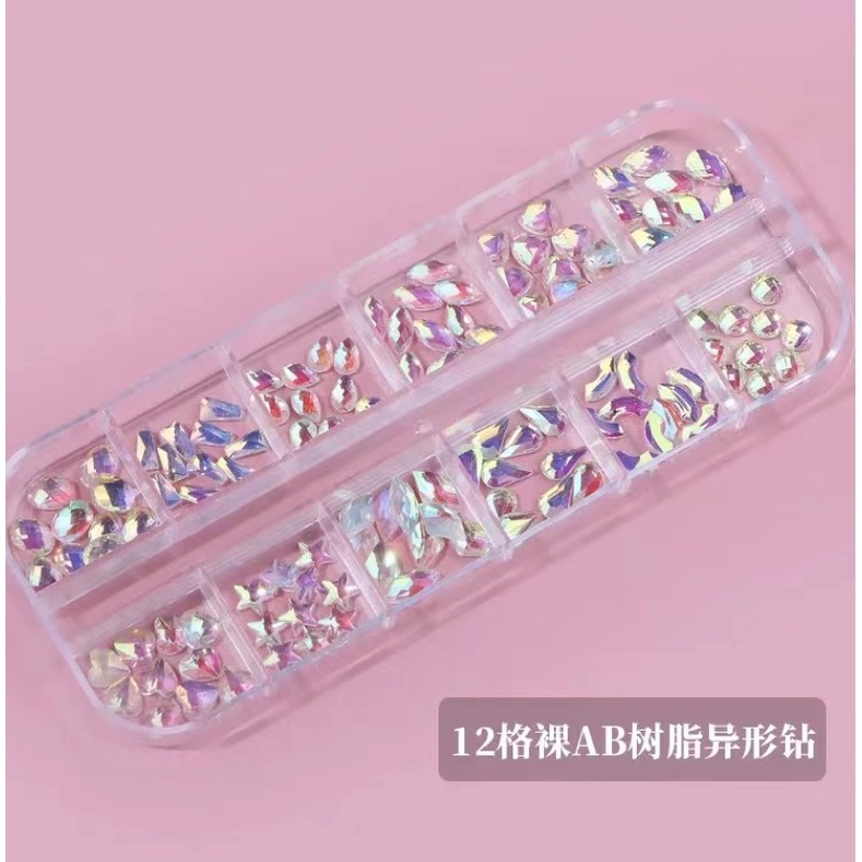 SWAROVSKI MIX SHAPE CRYSTAL AB CLEAR BRONZE COLOR RHINESTONE MIX SHAPE 12 BENTUK NAIL ART NAIL CHARM HIASAN NAILART BATU PERMATA