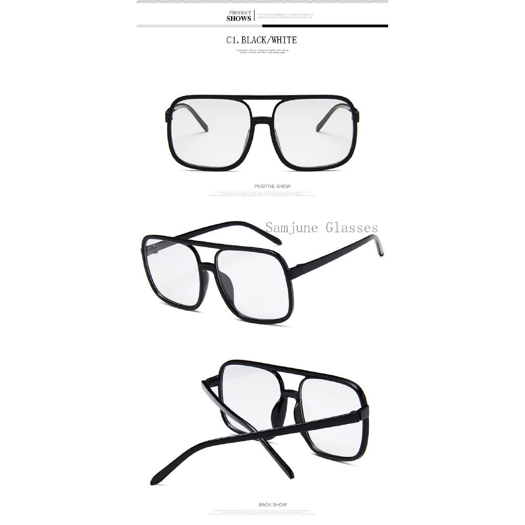 Kacamata Hitam Oversize Frame Kotak Gaya Vintage Retro Untuk Pria / Wanita