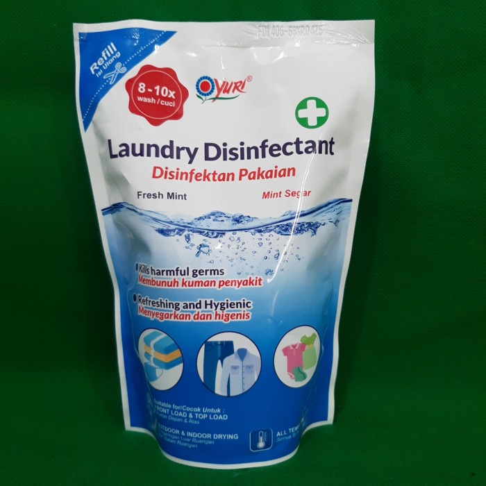 YURI Laundry Disinfektan Pakaian Fresh Mint Pouch 410ml