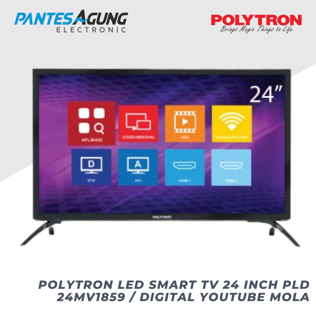 Polytron LED Smart TV 24 Inch PLD 24MV1859 / 24CV SMART LITE Digital Youtube Mola