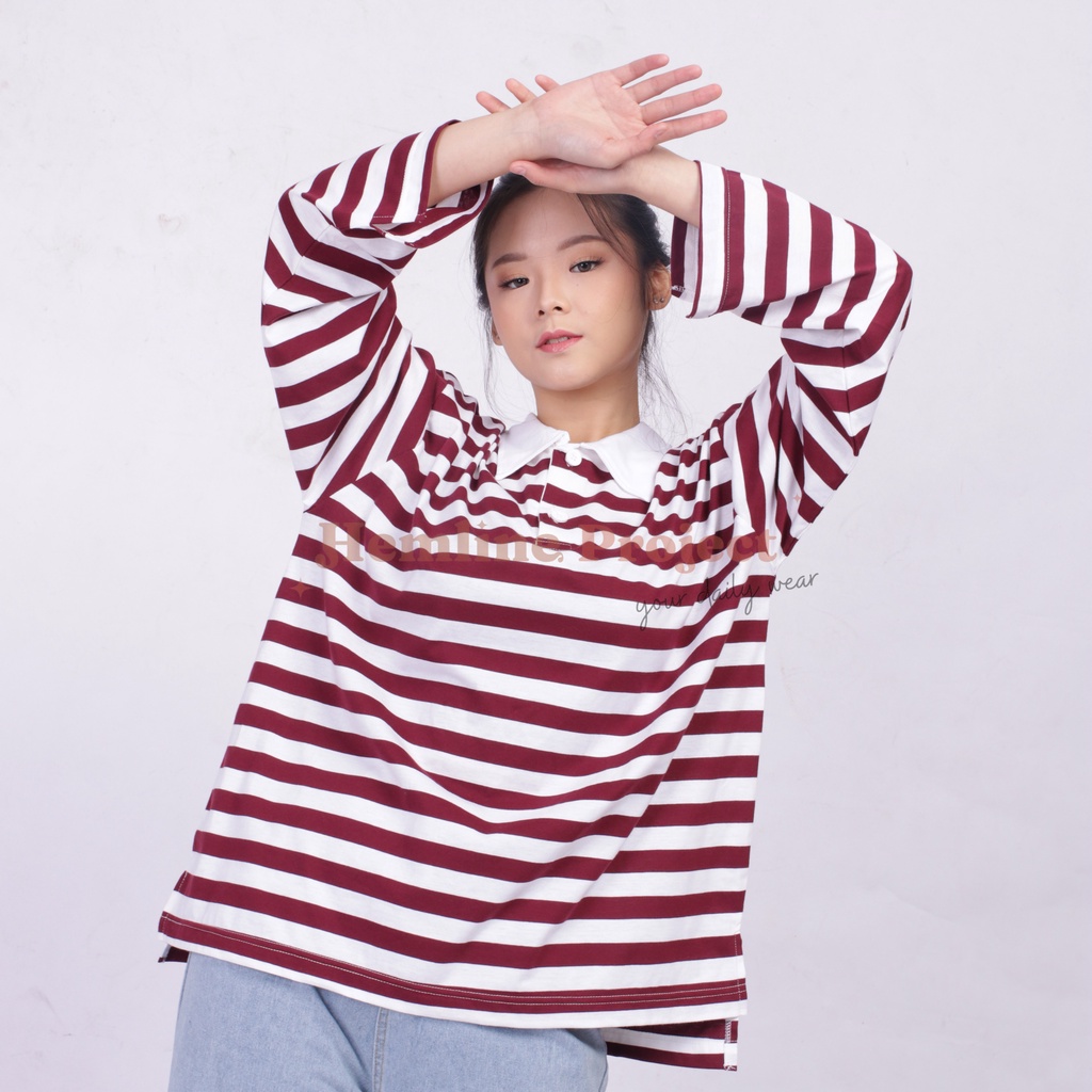 Hara Maroon Oversized Stripe Top