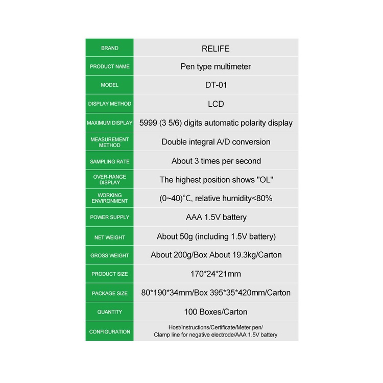 MULTITESTER PEN RELIFE DT-01