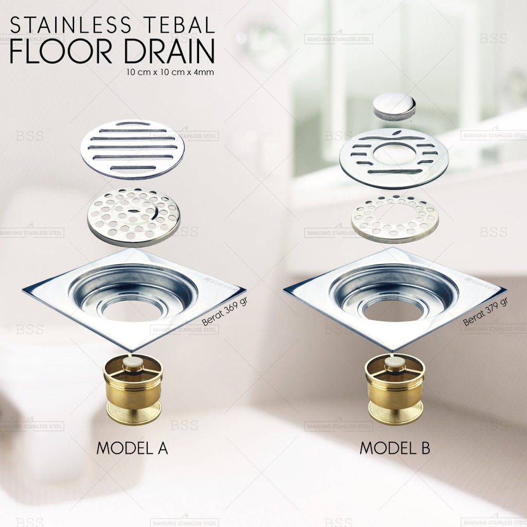 Floor Drain Drainase Stainless Tebal 2 pilihan model anti bau kecoa tikus serangga kamar mandi