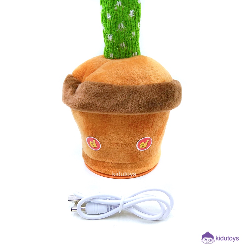 Mainan Anak Kaktus Joget Bergoyang Cactus Dance / Talking Cactus Green USB Charger Casan USB Kidu toys