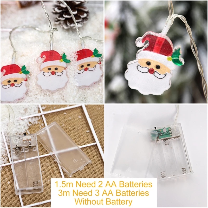 1.5M/3M Santa Claus Christmas Tree LED String Lights For Home Xmas Decoration / Christmas Tree Hanging Ornaments Lights / Merry Christmas Home Decor Accessories