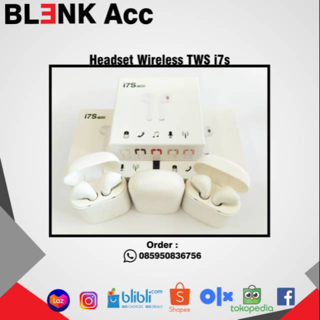 Headset Wireless TWS i7s Headset Bluetooth