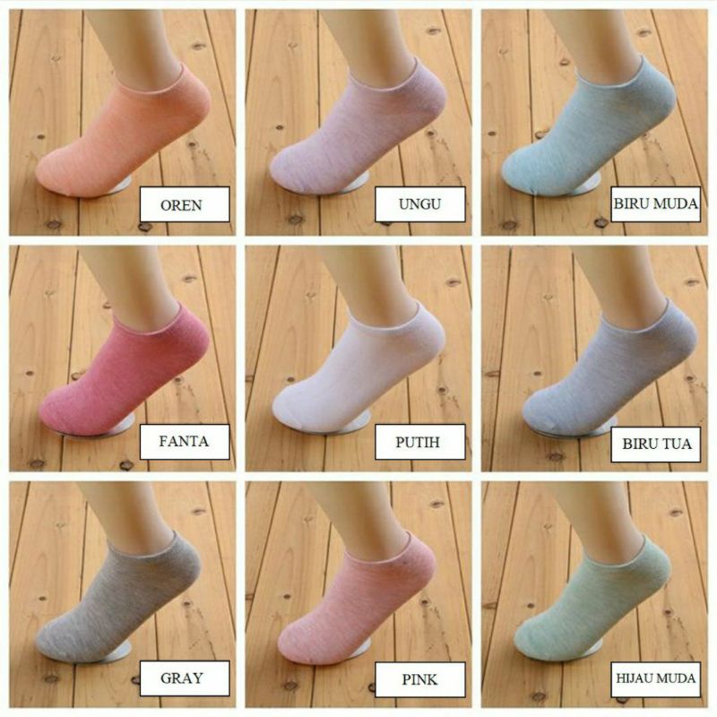 Kaos Kaki Polos Wanita KaosKaki Spandek Pendek Korea Murah Short Socks