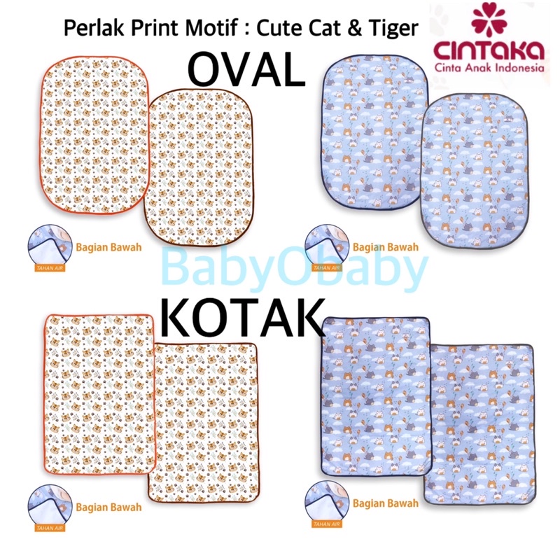 CINTAKA PERLAK BAYI OVAL DAN KOTAK PRINT MOTIF CUTE CAT &amp; TIGER / TATAKAN ALAS BAYI