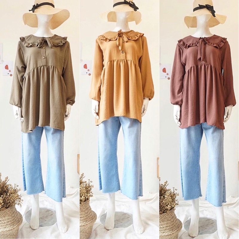 YOURA BLOUSE COLLAR / ATASAN WANITA CRINKLE KOREAN STYLE