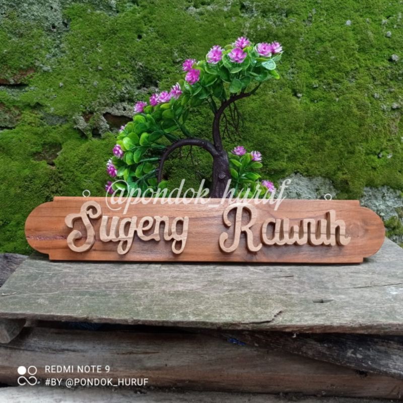 Hiasan Dinding Kayu Sugeng Rawuh Wilujeng Sumping Jati Asli TPK Perhutani