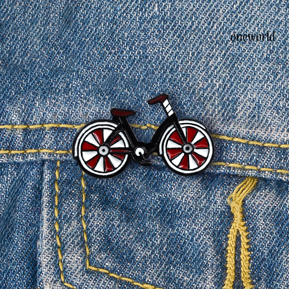 OW@ Cartoon Enamel Bicycle Badge Collar Lapel Brooch Pin Clothes Jewelry Bag Decor