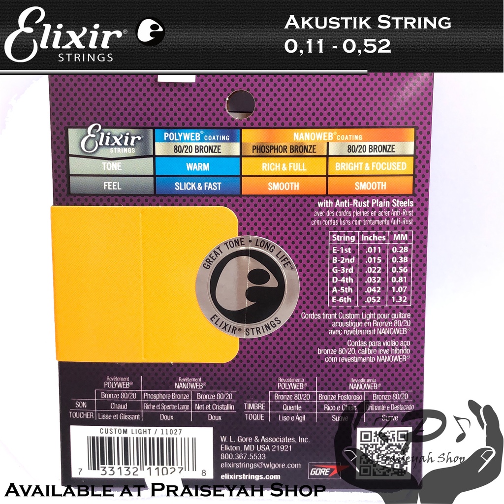 Elixir Senar Gitar Akustik Bronze Original USA Guitar String