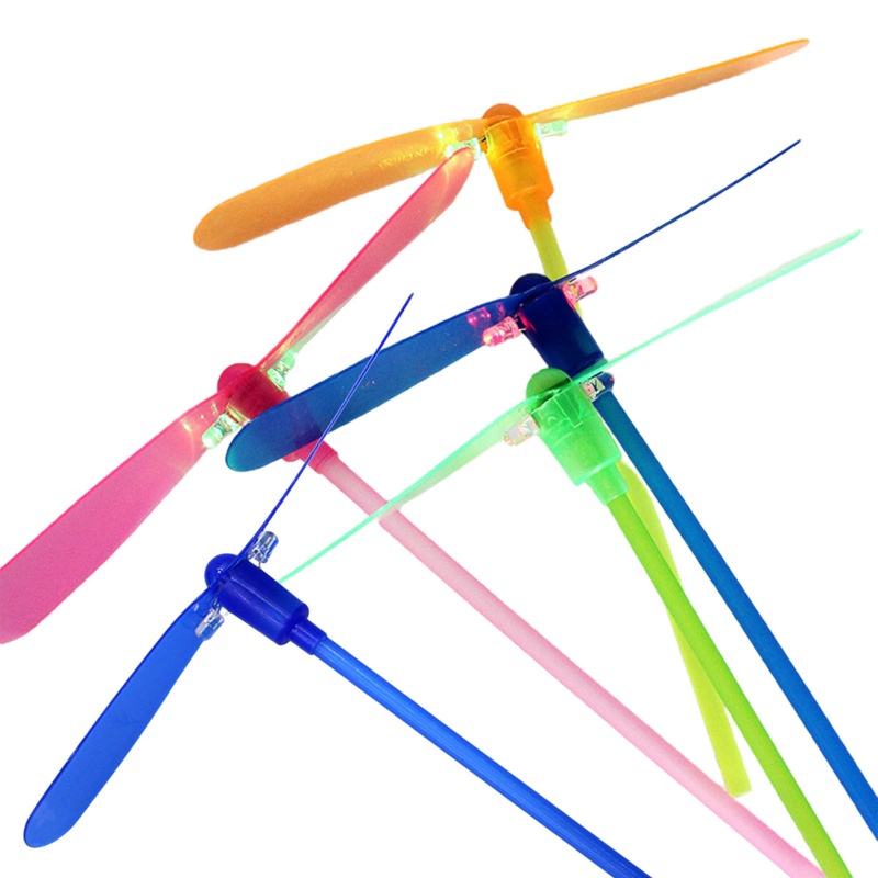 Mary Glowing LED Light-up Bamboo Copter 5Pcs Sovenir Pesta Besar Capung Plastik