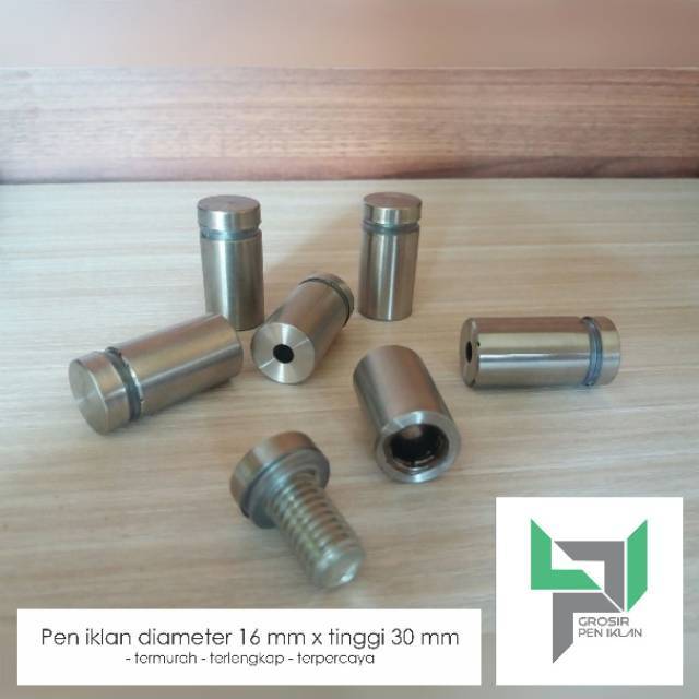 Pen Iklan 16 mm x 30 mm Sign Board 1,6 x 3 cm Hanger Wall Baut Akrilik