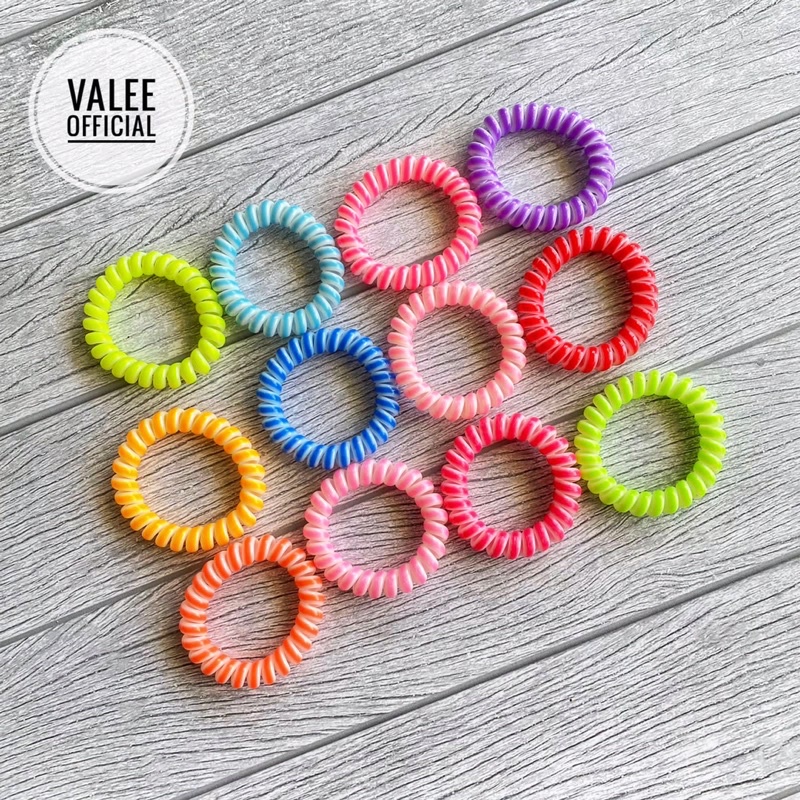 VALEE KARET IKAT RAMBUT TELEPON UKURAN BESAR/ KARET IKAT RAMBUT SPIRAL / KABEL TELEPON WARNA-WARNI