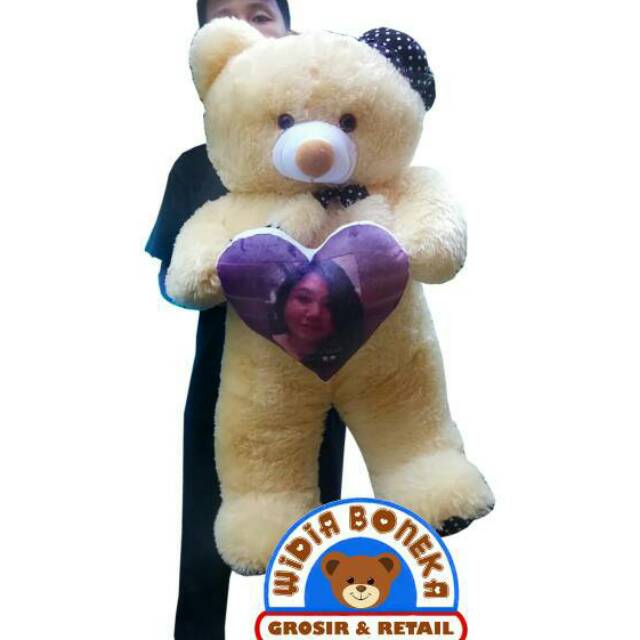  Ukir Nama Foto Boneka  Teddy  Bear  Jumbo  Topi Syal 