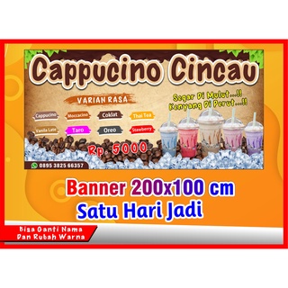 Jual Banner Cappucino Cincau, COD Spanduk minuman Capcin 200x100cm ...