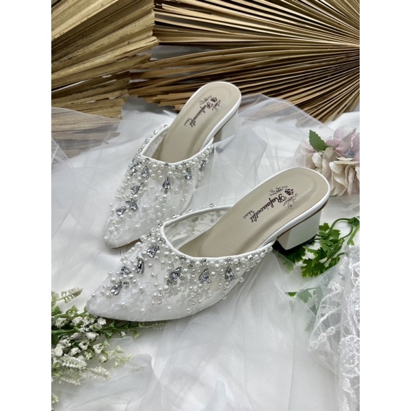 RAFAiZOUTFIT SEPATU wedding shoes hells sepatu cantik sintya white tinggi 5cm tahu