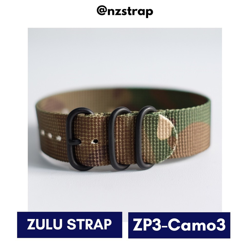 [ZP3-Camo3] Tali Jam Tangan Nylon Zulu Premium 3 Ring PVD Buckle Strap Watch