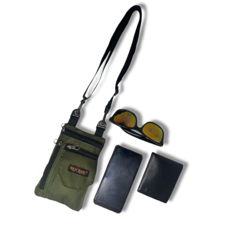 TAS SELEMPANG  PRIA HP TACTICAL 5-6 INCHI TAS SELEMPANG KECIL SLING BAG TAS MINI TAS HP PINGGANG TAS PRIA SARUNG RICH