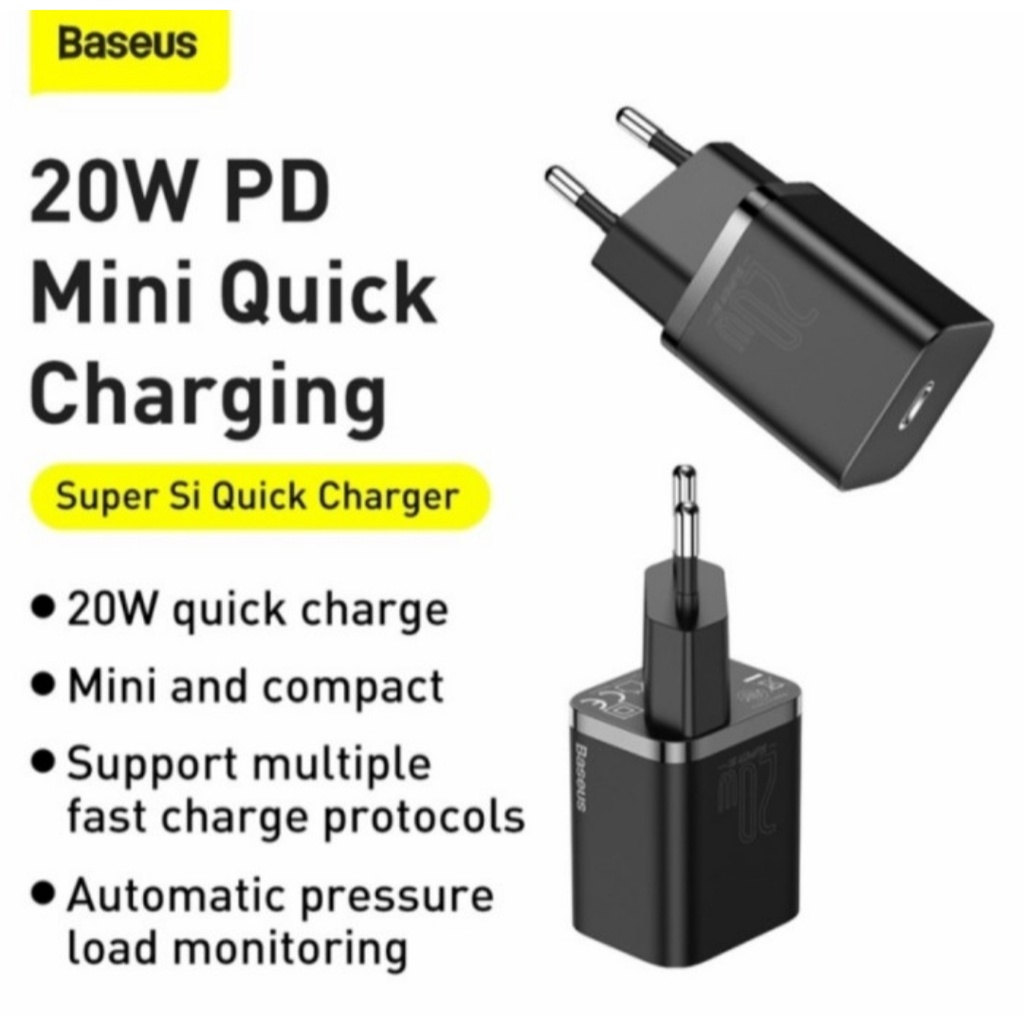 kepala charger type c pd baseus quick charger 20w super si iphone xr 11 12 13 samsung xiaomi