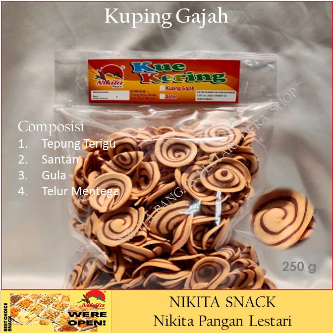 kuping gajah 250g,kue kering,renyah,lezat murahmeriah,cocok untuk keluarga DERA SHOP