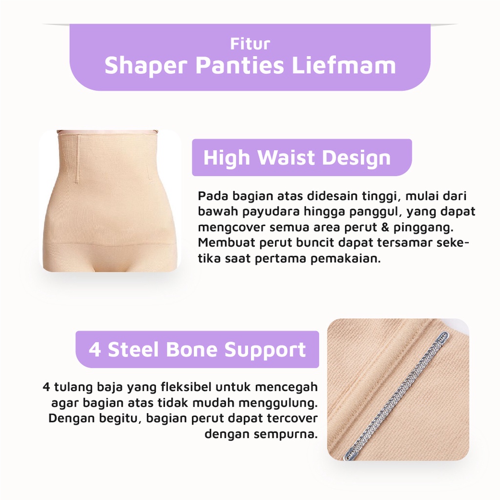 Shaper Panties Liefmam (Zaraya) - Korset Celana Pengecil Perut, Pinggang, dan Paha