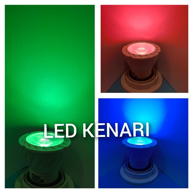 Lampu spotlight led / halogen sorot led 7 watt hijau / merah / biru e27