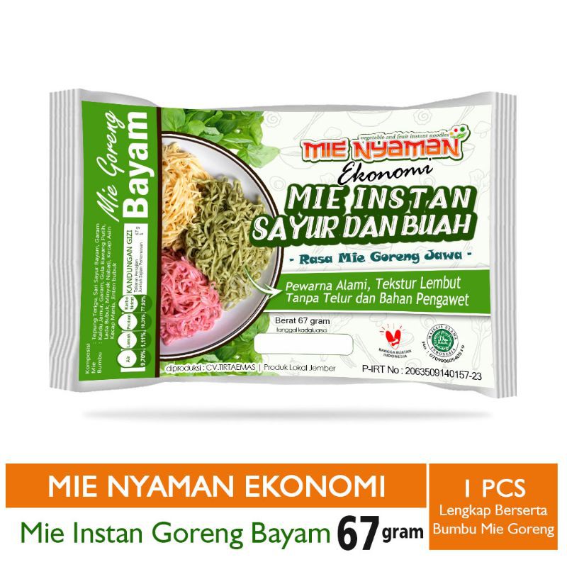 

Mie Sayur Bayam Goreng Rasa Mie Goreng Jawa 67 gram