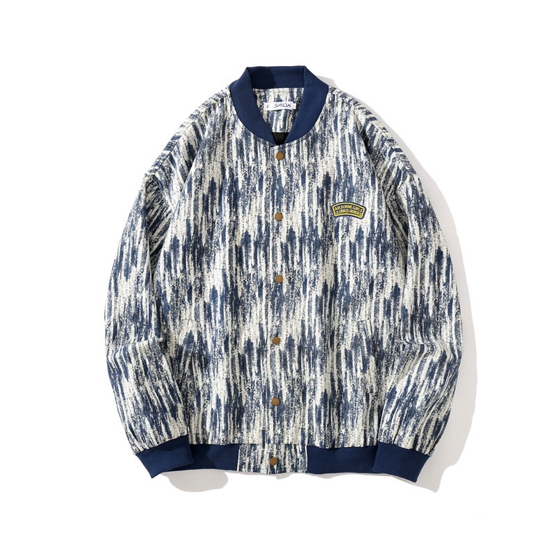 Jepang Fashion  Retro Harajuku Style Jaket Pria    Beberapa Salju Pola Bisbol Seragam Pasangan  Mant