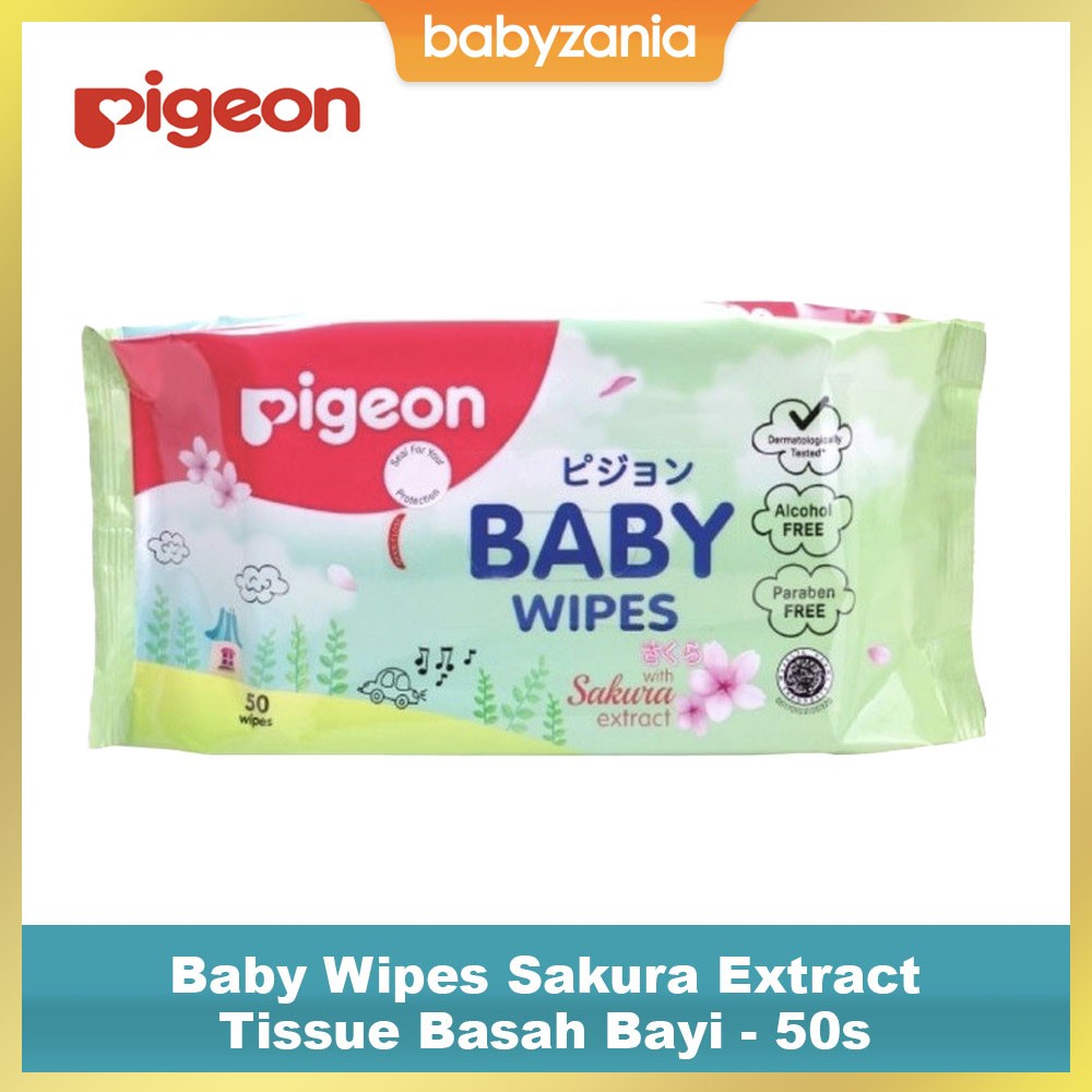 Pigeon Baby Wipes Sakura Extract Tisu Basah Bayi - 50 Sheet