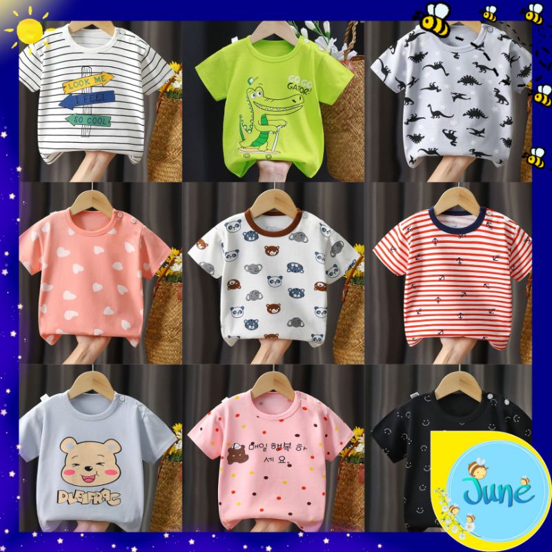 JUNECOLLECTIONS BAJU KAOS TSHIRT ANAK LUCU UNISEX MURAH BAHAN COTTON UNTUK SEHARI-HARI #417-425