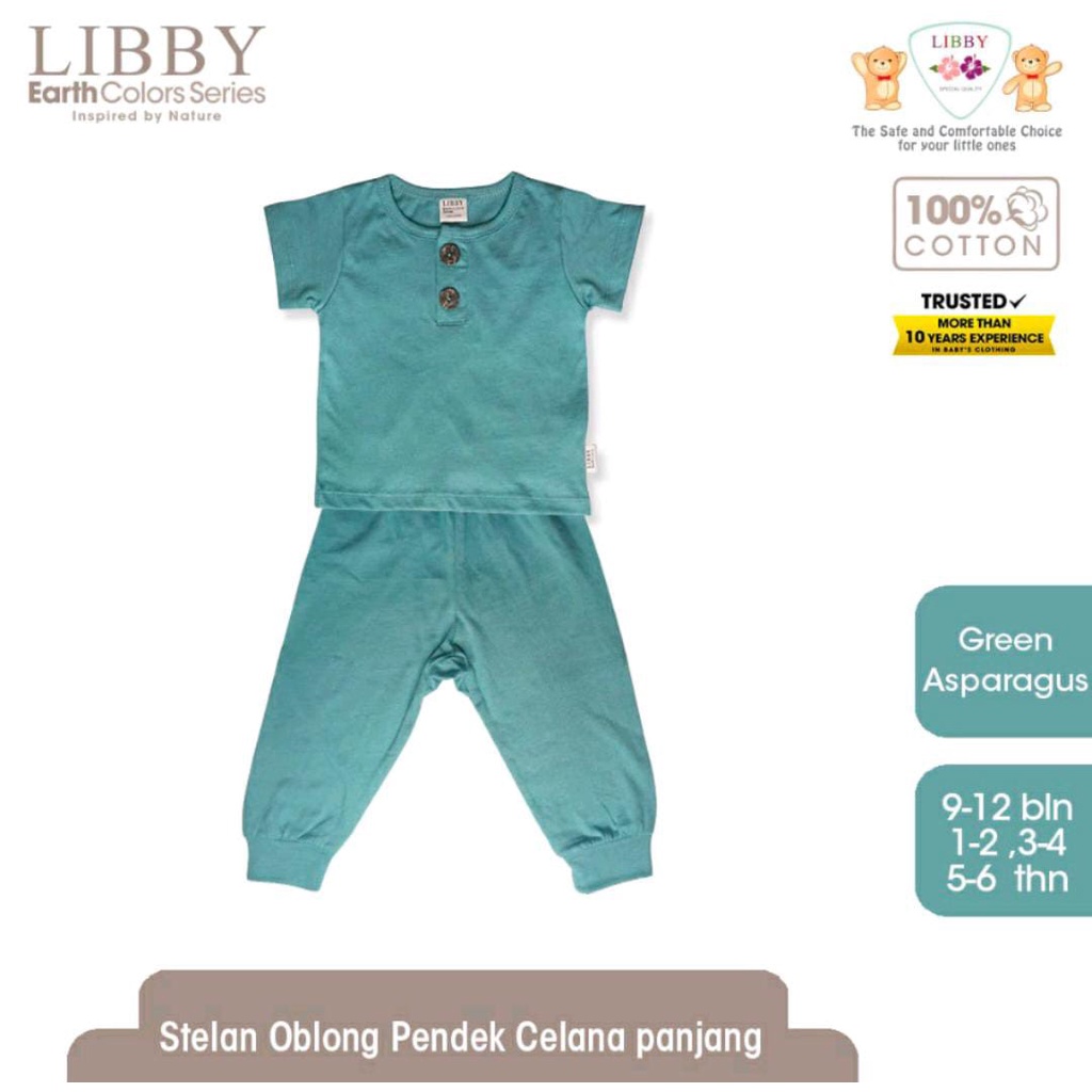 Libby Earth Fave Set Setelan Oblong Pendek Celana Panjang Baju Set Anak