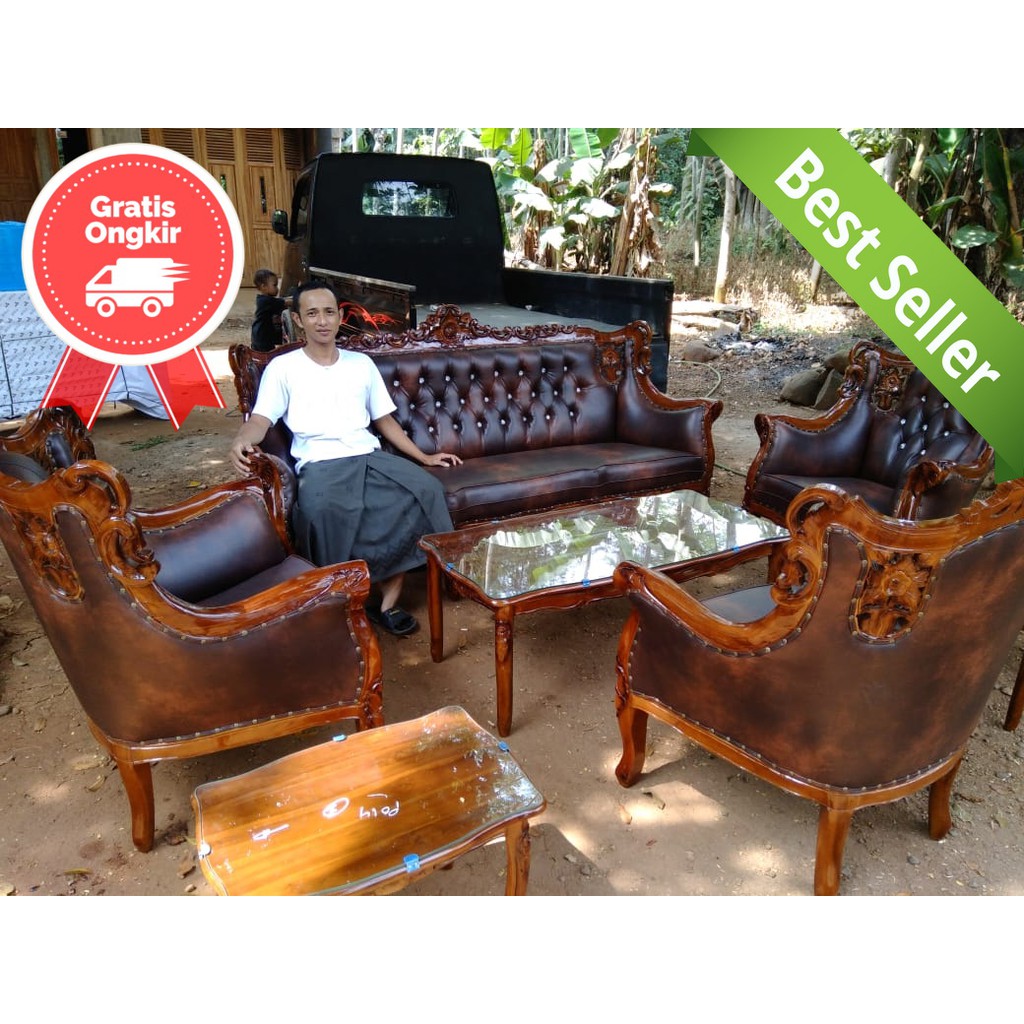 Kursi Tamu Ukir Kayu Jati Model Romawi Pot Murah