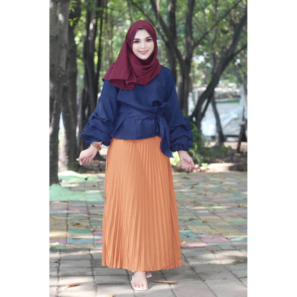 ROK PLISKET PANJANG PREMIUM LUVALINE 256A ROK REMPEL MAYUNG FLOWY PLEATED SKIRT FLARE SKIRT