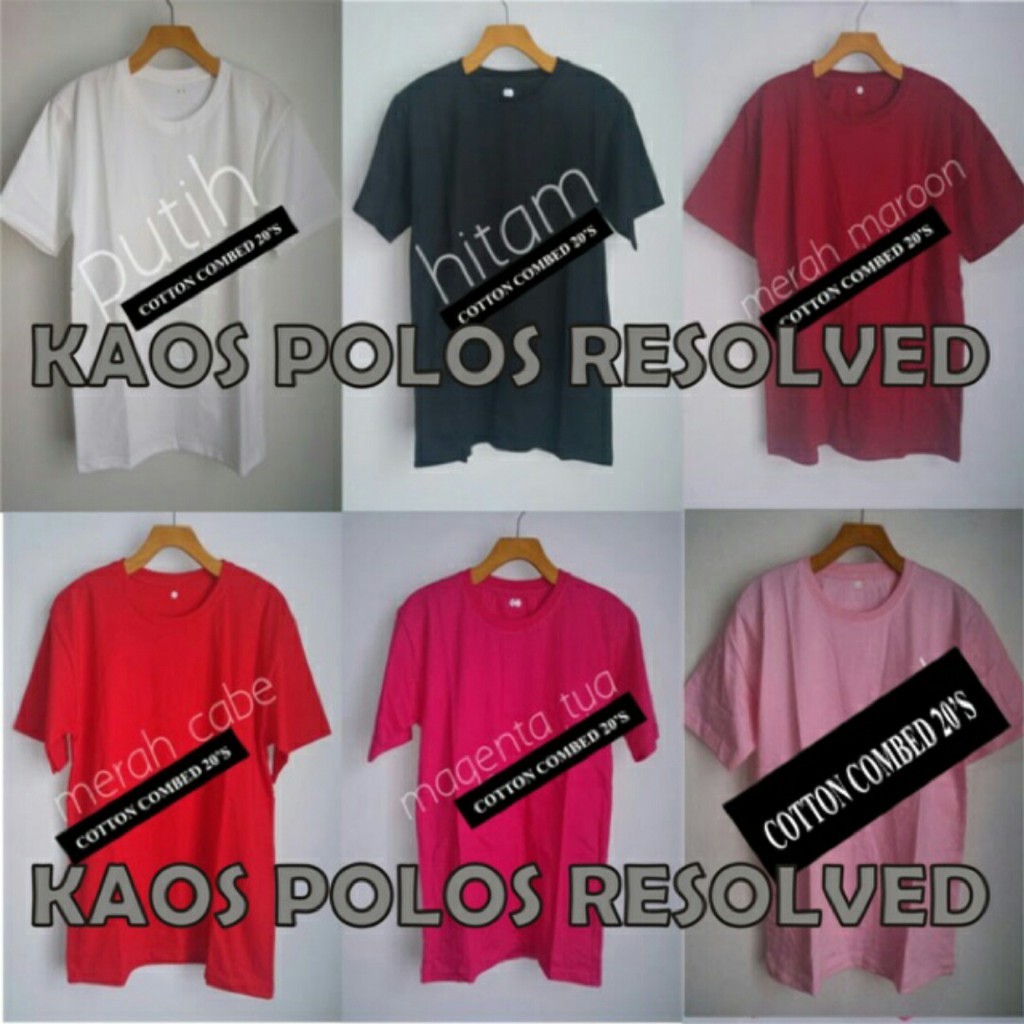  Kaos  Polos  Oneck O Lokal  size Cotton Combed 20s Shopee 