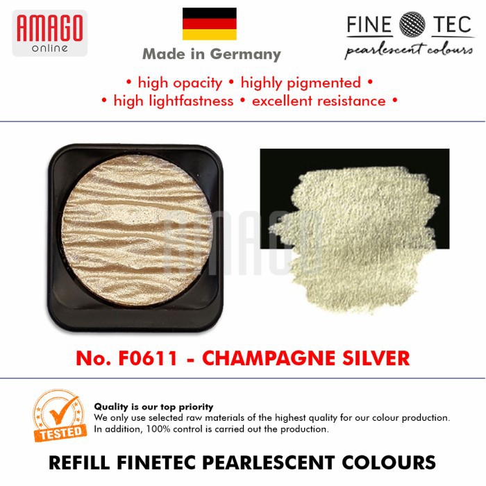 FINETEC - Pearlescent Watercolour - F0611 Champagne Silver -Round 30mm