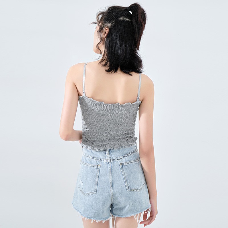 Ladies Tank Top Crop Top Bra Korean Style Bahan Katun Import Tali Lepas Pasang 2007-1