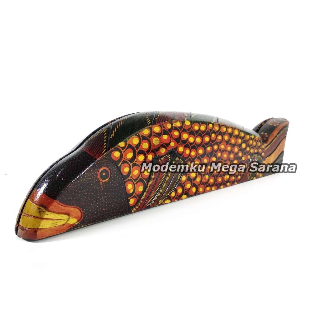 Mainan Tradisional Congklak Dakon Kayu Batik 37x23x2.5cm + Biji Kerang - Ikan