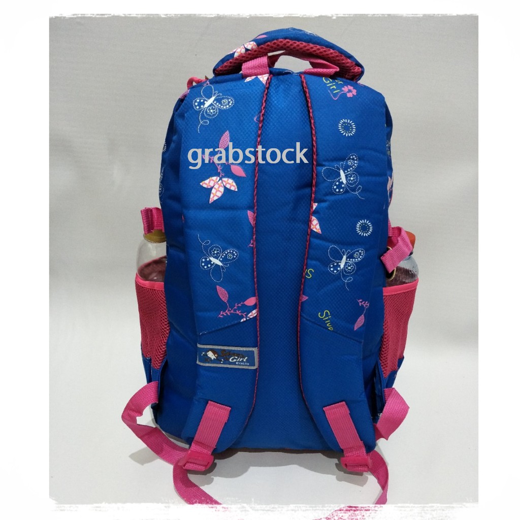 Silver Girl Ransel Laptop PLus Raincover Alto Daun Biru