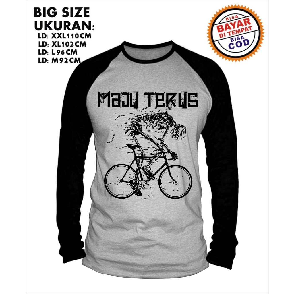 KAOS OBLONG PRIA MAJU TERUS BERSEPEDA KIMONO LENGAN PANJANG [BISA COD] POLYSTER