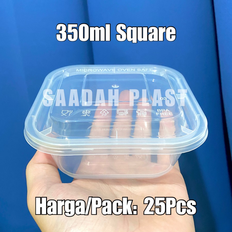 (ISI 25) Thinwall Kotak 350ML Square / Food Container Tebal 350 ml