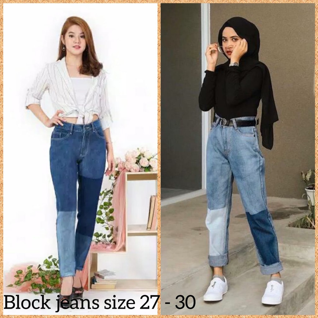 Boyfriend Block Jeans Wanita (size27-30)