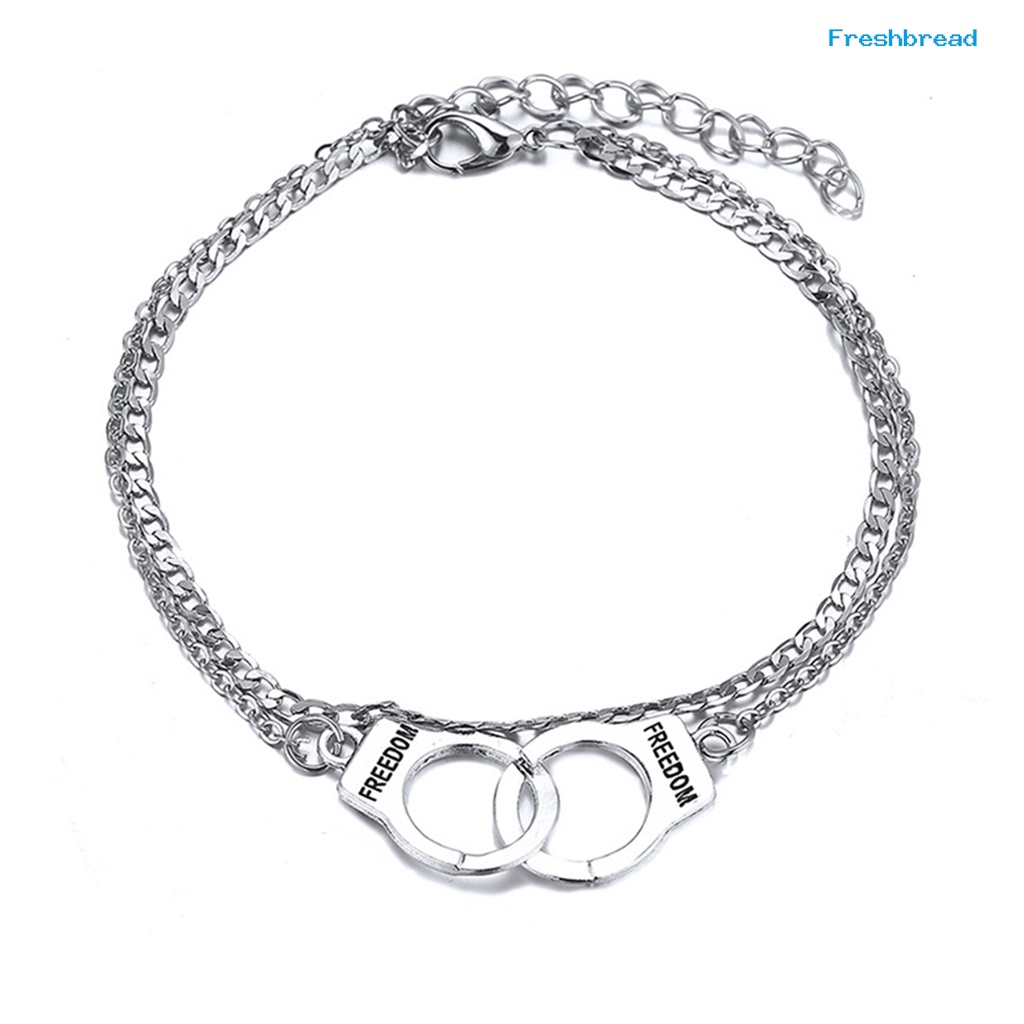 Terlaris Handcuffs Dangle Freedom Letter Women Anklet Alloy Extension Chain Adjustable Beach Anklet Foot Jewelry