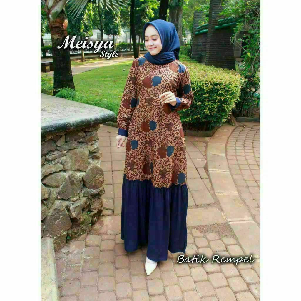 GAMIS BATIK MANGGAR,SEKAR,CANTIK, KUBIS,KUPU,PADI,DAUN/COD-meisya BIRU BUNGA