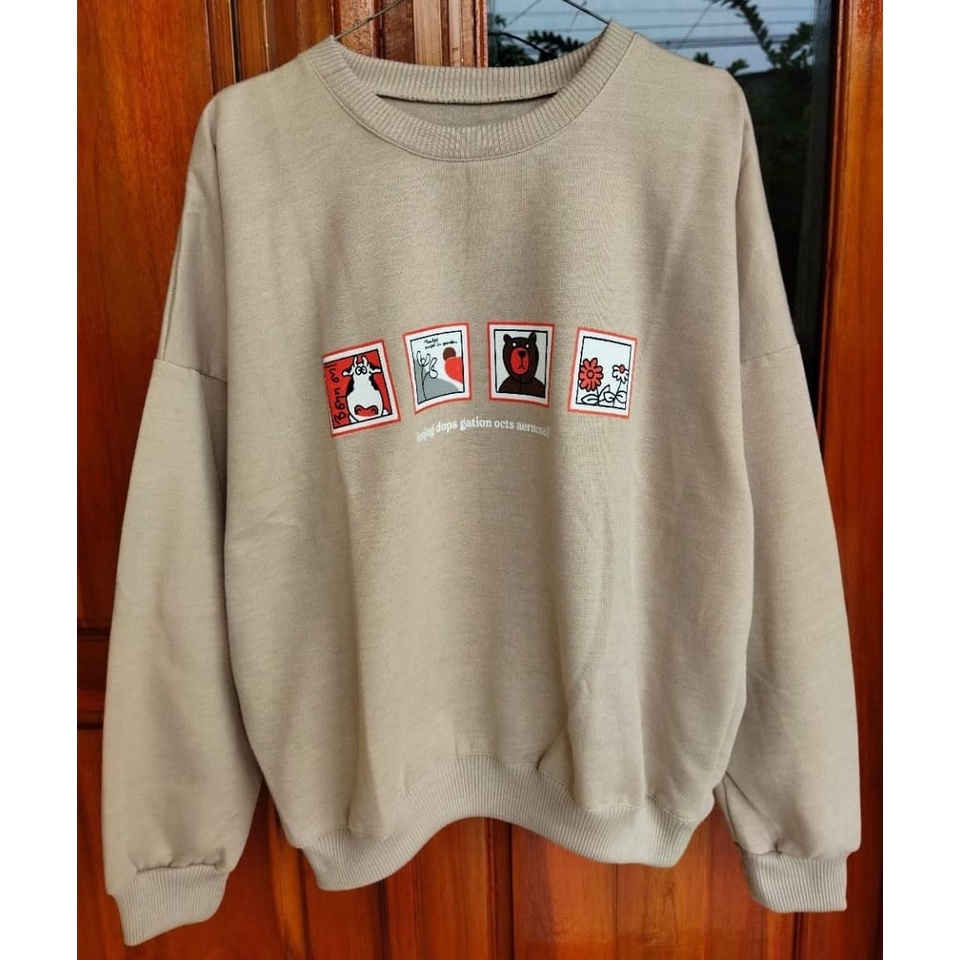 COD | Enjogdops Sweater Crewneck Fleece Premium Outerwear Remaja Wanita OOTD Korean style.enjoy dops