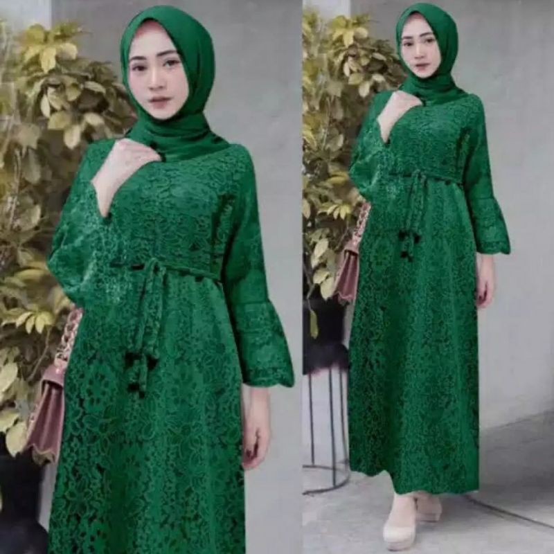 Maxi dress gamis brukat gamis brokat Fit To XXL LD110