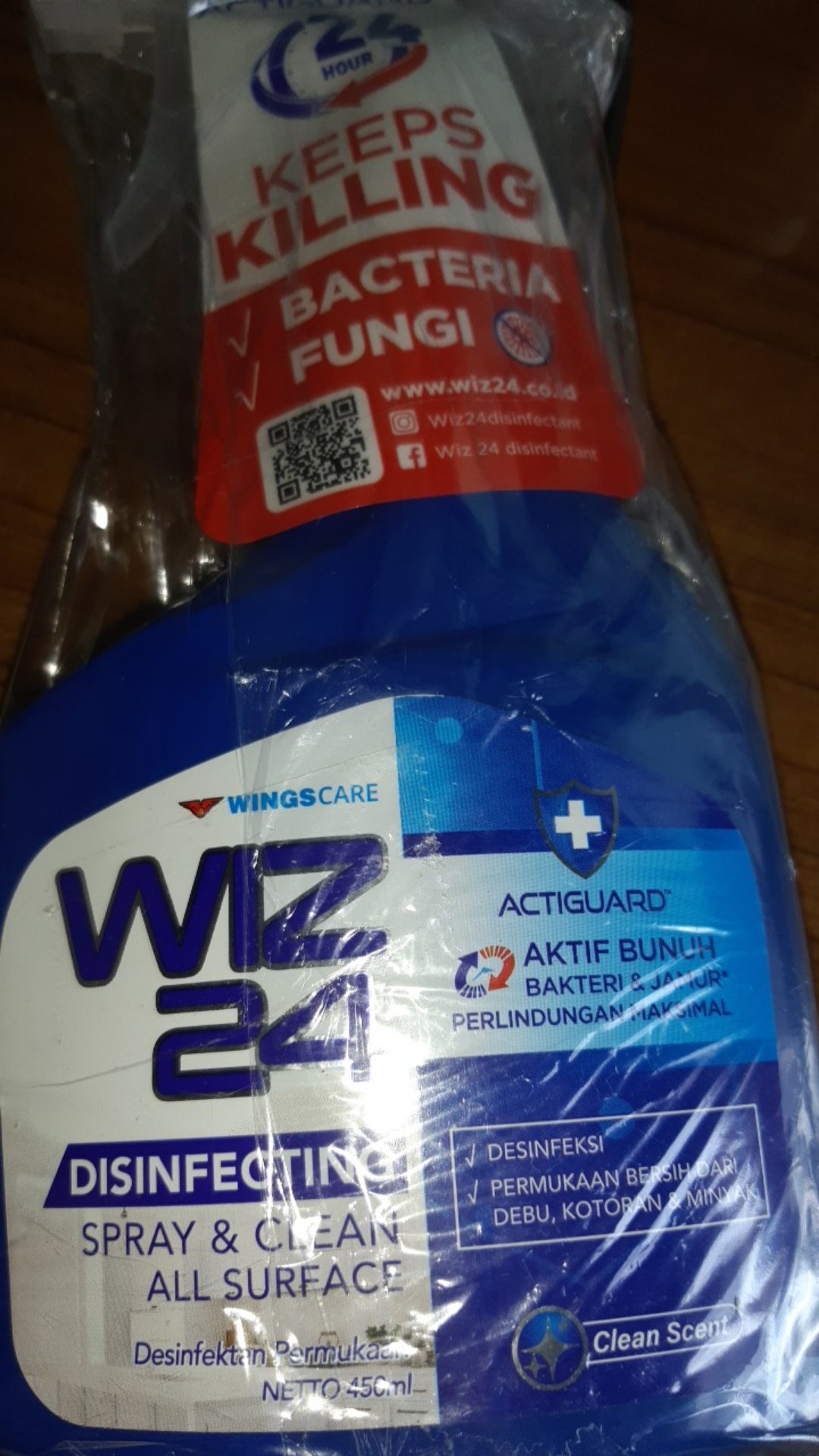 Wiz 24 Disinfectan Spray Btl 450 Ml