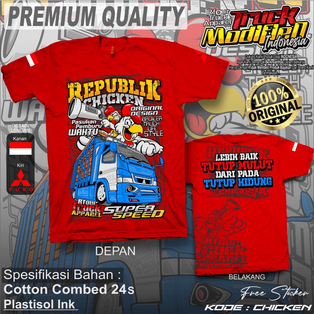 Jual BAJU KAOS TRUCK AYAM KAOS TRUCK REPUBLIK CHICKEN ORIGINAL KAOS TRUCK PREMIUM KAOS TRUCK AYAM TERBARU KAOS TRUK OLENG DRIVER MUDA KAOS SOPIR AYAM BALAP KEREN MBOIS KAOS TRUCK MODIF TAMPAN